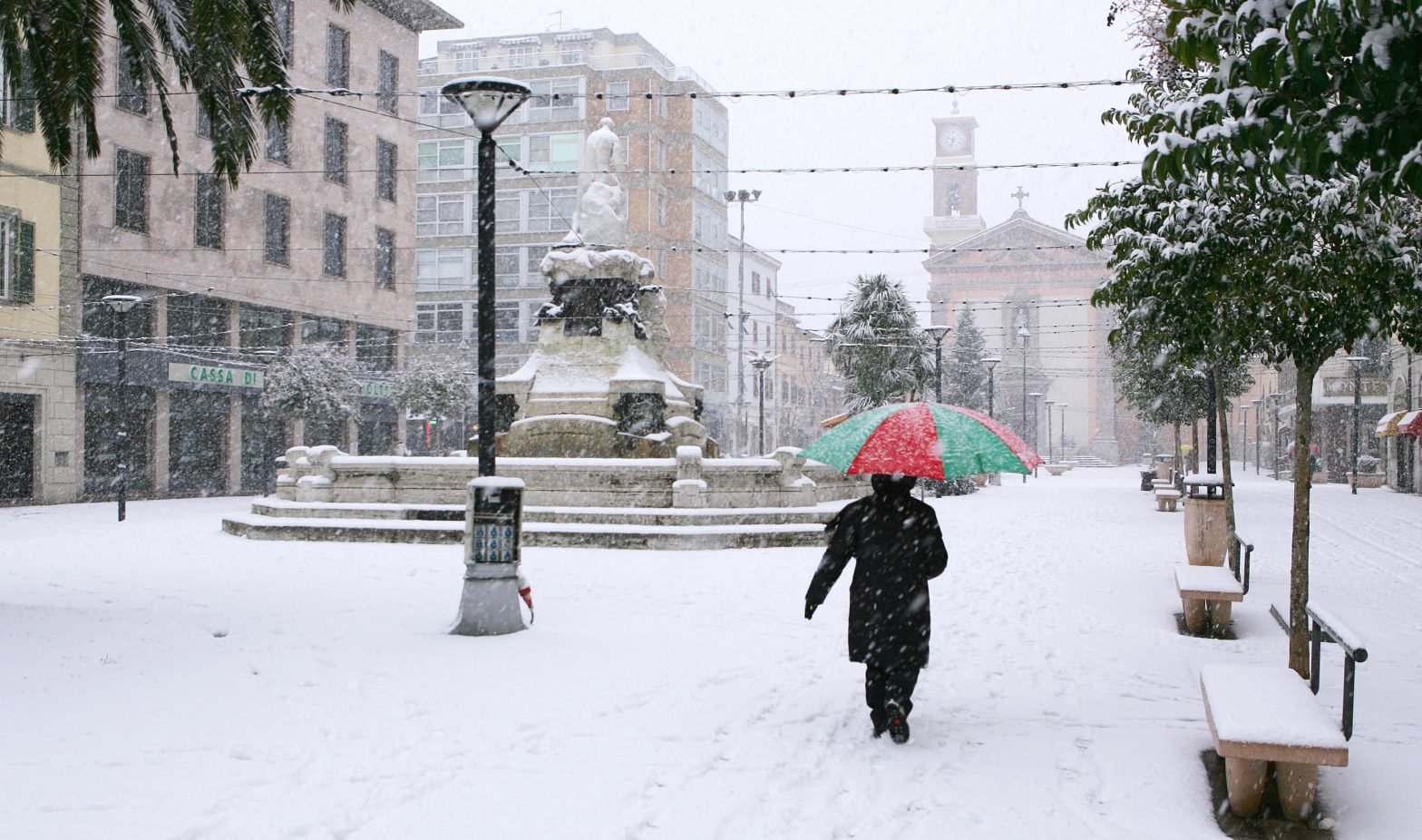 Heavy snowfall in Livorno, Tuscany