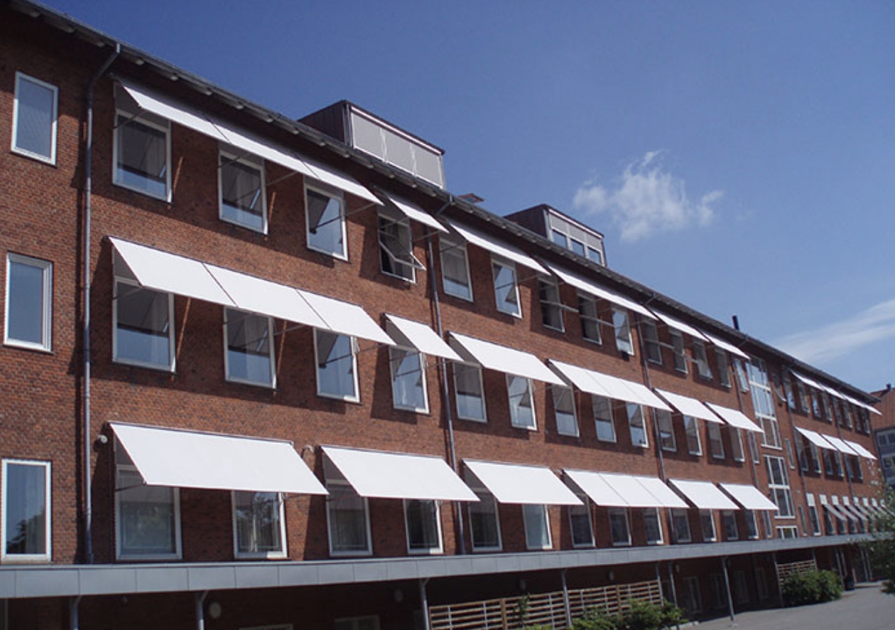 Awnings to keep people inside buildings cool during a heatwave.